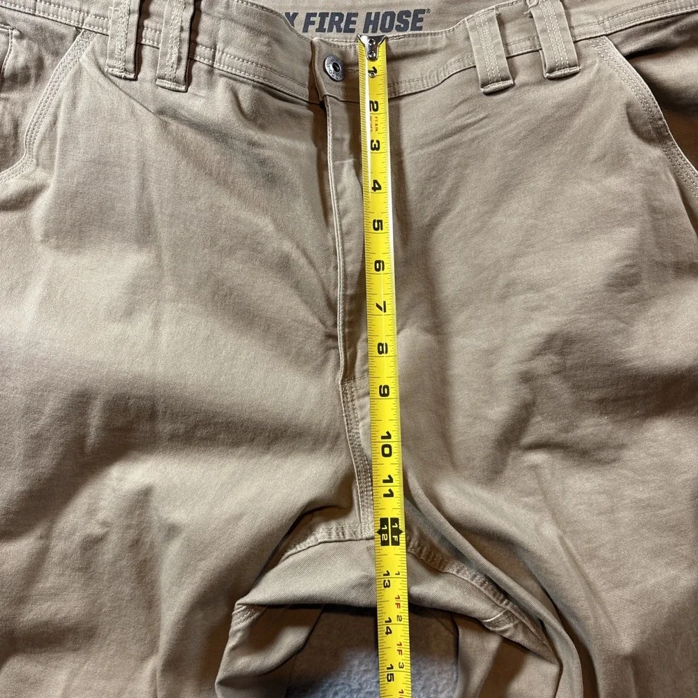 Duluth Trading Flex Fire Hose Men's 42x30 Beige Canvas Pants Work Casual